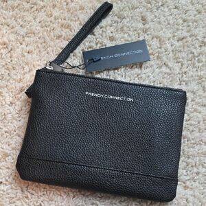 🆕️ French Connection Black Faux Pebbled Leather Wallet/Wristlet NWT